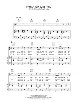 page one of With A Girl Like You (Piano, Vocal & Guitar Chords)