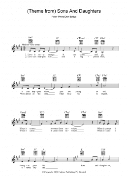 page one of Theme From Sons And Daughters (Lead Sheet / Fake Book)