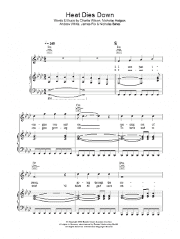 page one of Heat Dies Down (Piano, Vocal & Guitar Chords)