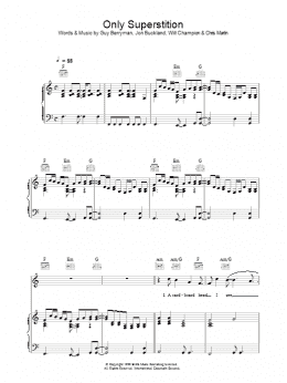 page one of Only Superstition (Piano, Vocal & Guitar Chords)