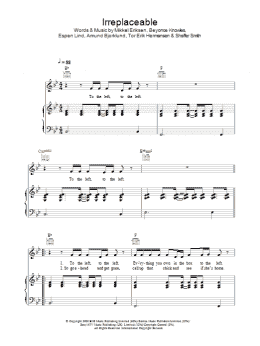 page one of Irreplaceable (Piano, Vocal & Guitar Chords)