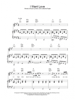 page one of I Want Love (Piano, Vocal & Guitar Chords)