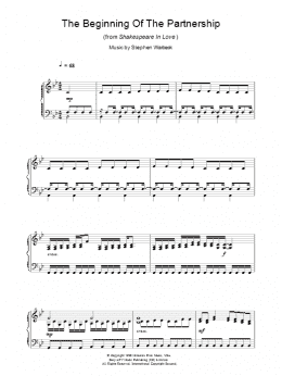 page one of The Beginning Of The Partnership (from Shakespeare In Love) (Piano Solo)