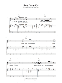 page one of Real Gone Kid (Piano, Vocal & Guitar Chords)