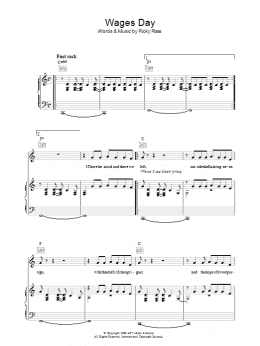 page one of Wages Day (Piano, Vocal & Guitar Chords)