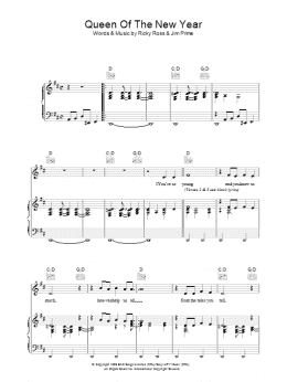 page one of Queen Of The New Year (Piano, Vocal & Guitar Chords)