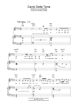 page one of Canto Della Terra (Piano, Vocal & Guitar Chords)
