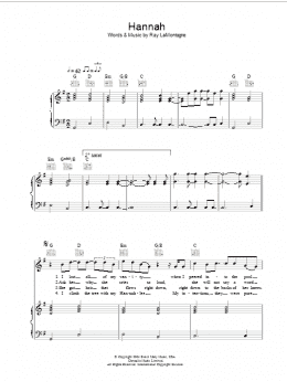 page one of Hannah (Piano, Vocal & Guitar Chords)