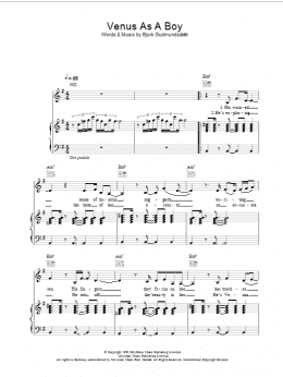 page one of Venus As A Boy (Piano, Vocal & Guitar Chords)