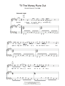 page one of 'Til The Money Runs Out (Piano, Vocal & Guitar Chords)
