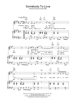 page one of Somebody To Love (Piano, Vocal & Guitar Chords)