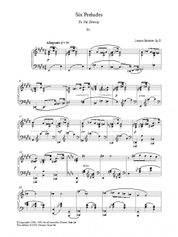 page one of Prelude No. 4 (from Six Preludes) (Piano Solo)