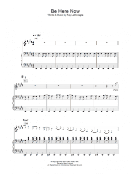 page one of Be Here Now (Piano, Vocal & Guitar Chords)