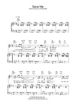page one of Save Me (Piano, Vocal & Guitar Chords)