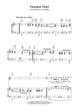 page one of Helpless Heart (Piano, Vocal & Guitar Chords)