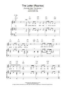 page one of The Letter - Reprise (Piano, Vocal & Guitar Chords)