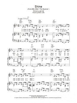 page one of Shine (Piano, Vocal & Guitar Chords)
