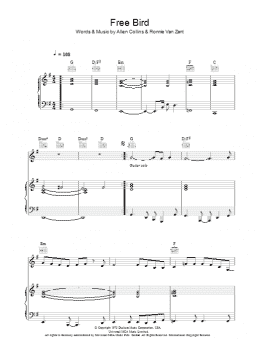page one of Free Bird (Piano, Vocal & Guitar Chords)