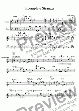 page one of Incomplete Stranger - lead sheet