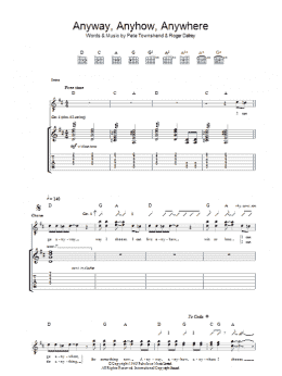page one of Anyway, Anyhow, Anywhere (Guitar Tab)
