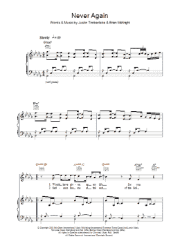 page one of Never Again (Piano, Vocal & Guitar Chords)