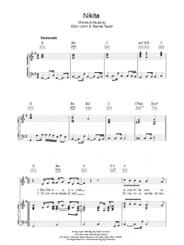 page one of Nikita (Piano, Vocal & Guitar Chords)