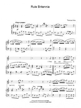 page one of Rule Britannia (Piano, Vocal & Guitar Chords)