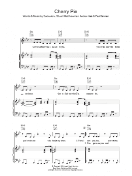 page one of Cherry Pie (Piano, Vocal & Guitar Chords)