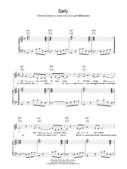 page one of Sally (Piano, Vocal & Guitar Chords)