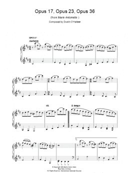 page one of Opus 17, Opus 23, Opus 36 (from Marie Antoinette) (Piano Solo)
