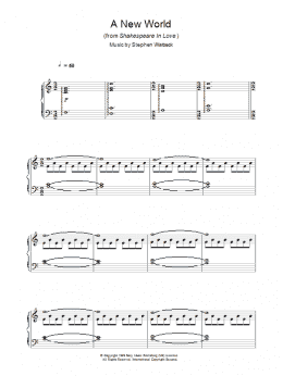 page one of A New World (from Shakespeare In Love) (Piano Solo)