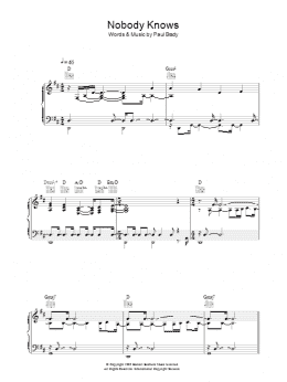page one of Nobody Knows (Piano, Vocal & Guitar Chords)