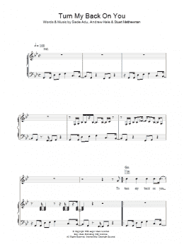page one of Turn My Back On You (Piano, Vocal & Guitar Chords)