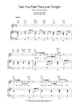 page one of Can You Feel The Love Tonight (from The Lion King) (Piano, Vocal & Guitar Chords)