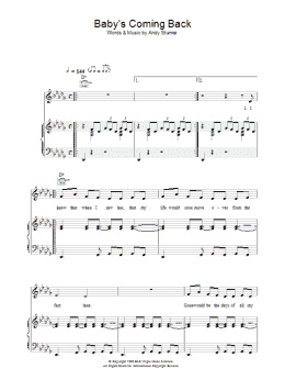 page one of Baby's Coming Back (Piano, Vocal & Guitar Chords)