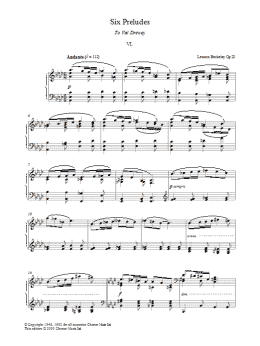 page one of Prelude No. 6 (from Six Preludes) (Piano Solo)