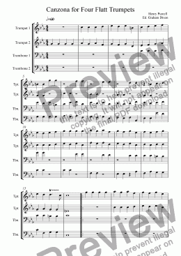 page one of Canzona for Four Flatt Trumpets