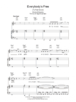 page one of Everybody's Free (To Feel Good) (Piano, Vocal & Guitar Chords)