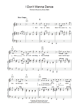page one of I Don't Wanna Dance (Piano, Vocal & Guitar Chords)