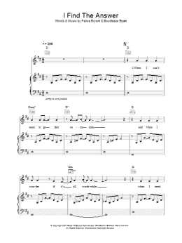 page one of I Find The Answer (Piano, Vocal & Guitar Chords)