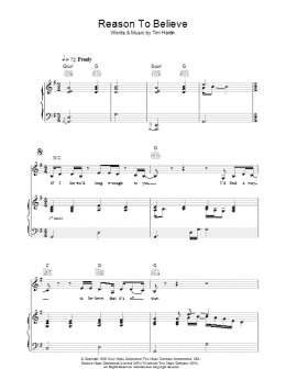 page one of Reason To Believe (Piano, Vocal & Guitar Chords)