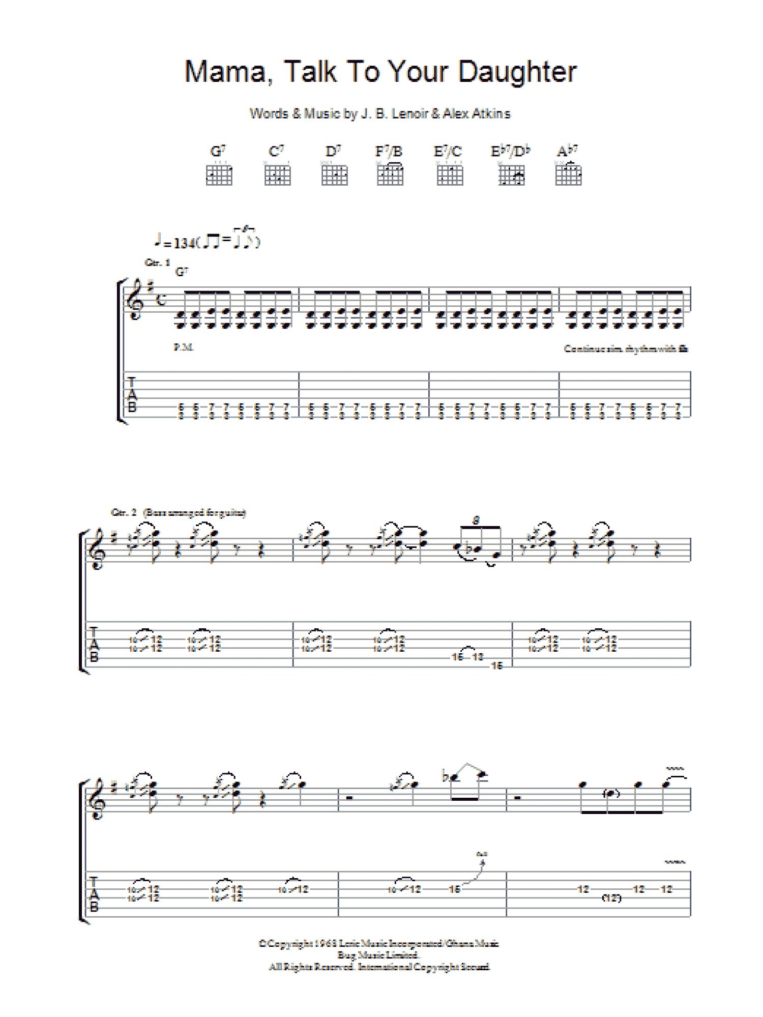 Mama, Talk To Your Daughter (Guitar Tab)