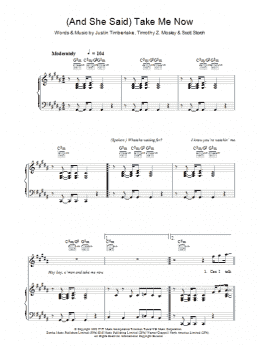 page one of (And She Said) Take Me Now (Piano, Vocal & Guitar Chords)