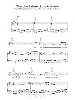 page one of Thin Line Between Love And Hate (Piano, Vocal & Guitar Chords)