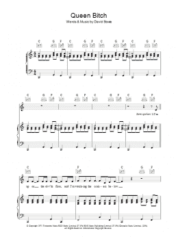 page one of Queen Bitch (Piano, Vocal & Guitar Chords)