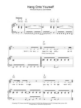 page one of Hang Onto Yourself (Piano, Vocal & Guitar Chords)