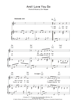 page one of And I Love You So (Piano, Vocal & Guitar Chords)