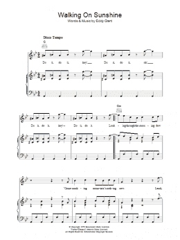 page one of Walking On Sunshine (Piano, Vocal & Guitar Chords)