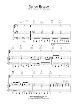 page one of Narrow Escape (Piano, Vocal & Guitar Chords)