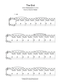 page one of The End (from Shakespeare In Love) (Piano Solo)